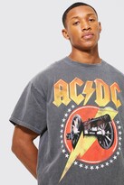 Thumbnail for your product : boohoo Oversized Acid Wash Acdc T-shirt