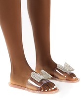 Thumbnail for your product : Public Desire Uk Bobbie Blush Perspex Diamante Detail Bow Flat Sandals
