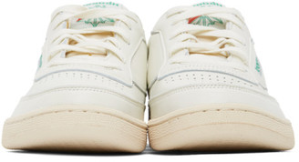 Reebok Classics Off-White and Green Club C 85 Vintage Sneakers