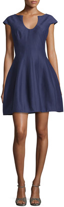 Halston Cap-Sleeve Structured Fit-&-Flare Dress, Elderberry