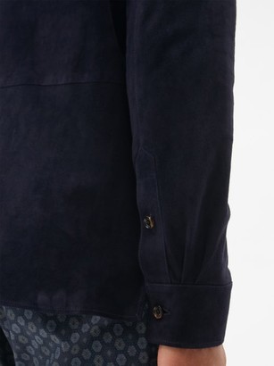 Ralph Lauren Purple Label Barron Suede Overshirt - Navy