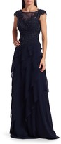Thumbnail for your product : Teri Jon by Rickie Freeman Embellished Lace Ruffle Gown