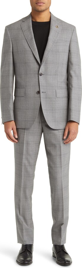 Jay trim fit plaid wool suit Clearance