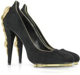 Thumbnail for your product : Roberto Cavalli Black Leather and Suede Serpent Pump