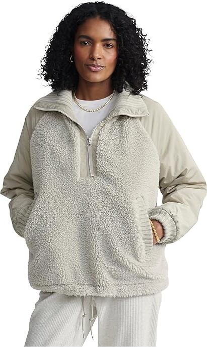 Varley Denee Half Zip Sherpa Jacket Women's Coat Agate Grey : SM