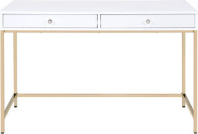 BOAIXINGFAN White High Gloss & Gold Finish Writing Desk