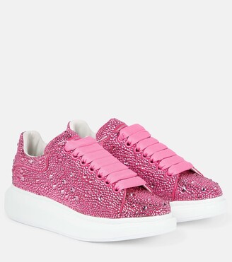 crystal embellished leather sneakers