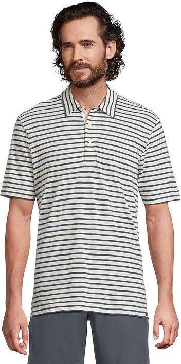 Faherty Sunwashed Tshirt Polo Men's Short Sleeve Knit Ivory Breton Stripe : XL, Cotton
