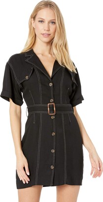 ASTR the Label Women's Freehand Ultility Short Sleeve Buttondown Mini Dress