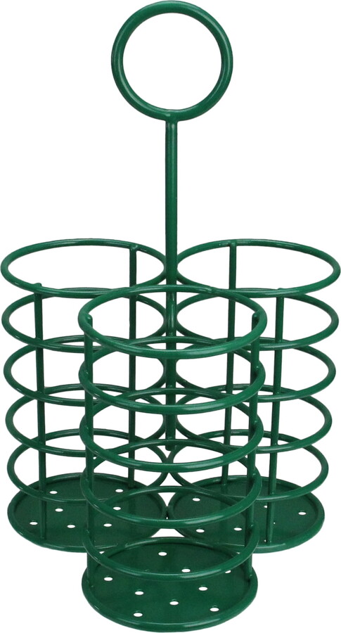 10" Green 3-Slot Metal Utensil Holder