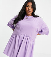 Thumbnail for your product : ASOS DESIGN Curve oversized mini smock dress with dropped waist in lilac