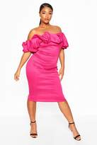 Thumbnail for your product : boohoo Plus Scuba Rouched Bardot Midi Dress