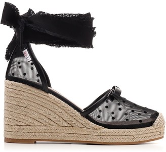 RED Valentino Ankle Wrap Wedge Espadrilles