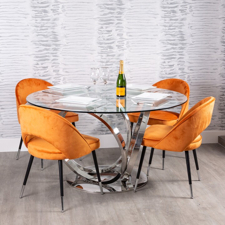 Dunelm Eloise Round 4 Seater Dining Table Glass Clear/Silver ShopStyle