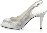 Thumbnail for your product : Stuart Weitzman Litely Glitter Slingback Sandal, Silver