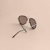Thumbnail for your product : Burberry Check Detail Pilot Sunglasses