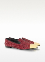 Thumbnail for your product : Giuseppe Zanotti Dark Red Suede Loafer w/Crystal