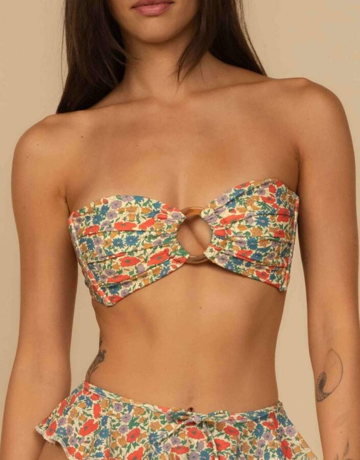 Montce Swim tori ties bandeau bikini top in florencia floral