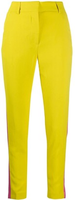 yellow pants with checkered stripe