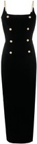 Thumbnail for your product : Alessandra Rich Button-Detail Velvet Dress