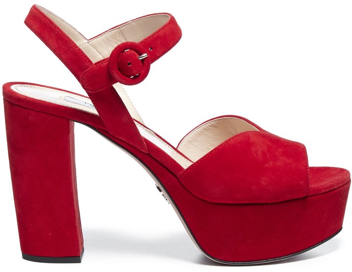 Prada Red Heeled Women's Sandals | Shop 