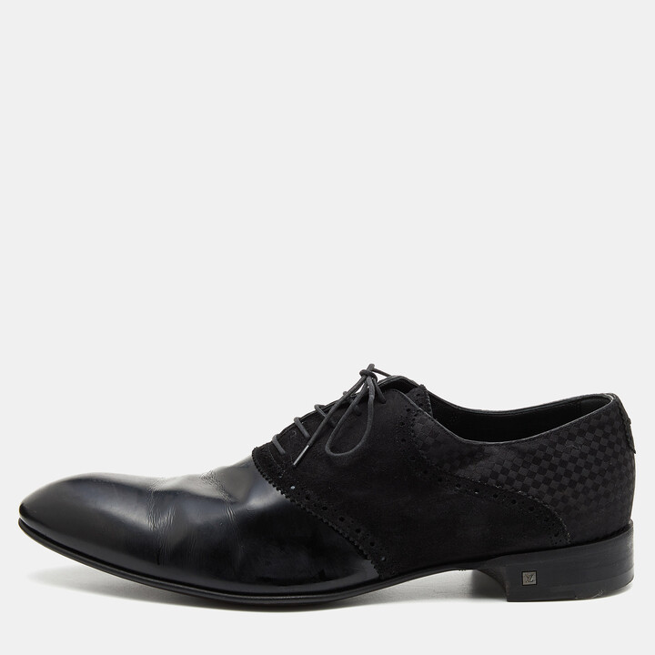 LOUIS VUITTON Size 11 Perforated Black Lace Up Shoe at 1stDibs