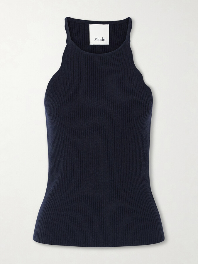 Allude Ribbed Wool And Cashmere-blend Top - Blue