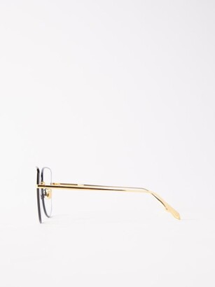 Linda Farrow Eloise Oversized Cat-eye Titanium Glasses - Gold Black