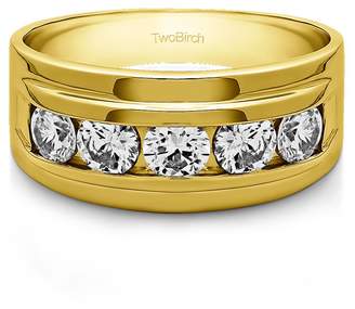 Gents TwoBirch 10k Yellow gold Wedding Band Diamonds (,SI2-I1)(2Ct)Size 3 To 15 in 1/4 Size Intervals