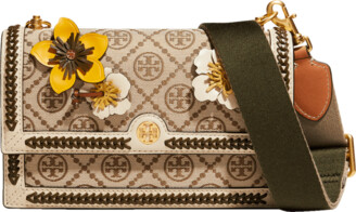 Tory Burch Mini Miller Floral Crossbody Bag in Brown
