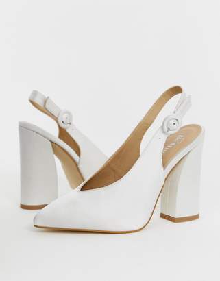 Be Mine Bridal Noori ivory satin sling back heeled shoes