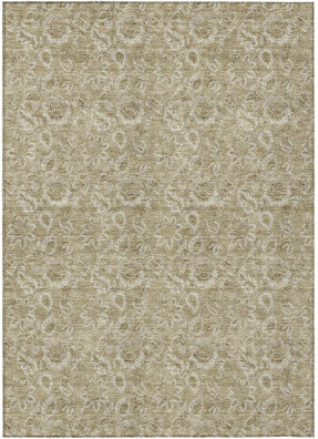 HomeRoots 5' X 8' Taupe Floral Washable Indoor Outdoor Area Rug