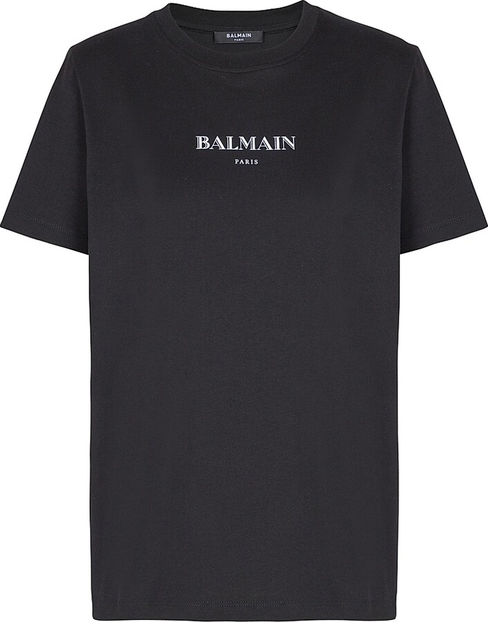 Balmain Women's Logo Graphic T-Shirt - Black White - Size Large