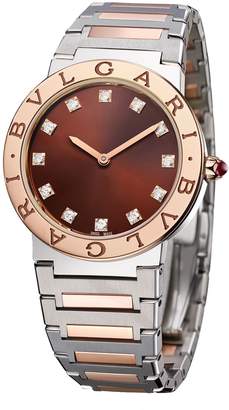Bvlgari Rose Gold, Stainless Steel and Diamond Lady Watch 33mm