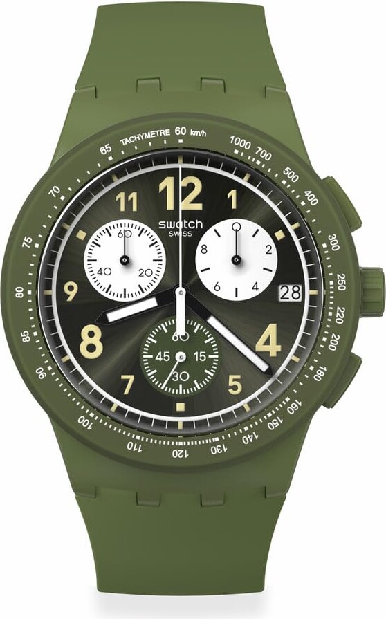 Swatch Chrono 42 Unisex Watch Dress Stainless Steel Green Quartz Waterproof Nothing Basic About Green