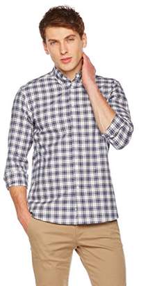 Clifton Heritage Men's Dress Shirt Classic Fit Long-Sleeve Button-Down Casual Gingham Cotton Shirt Blue White