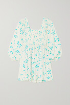 Thumbnail for your product : Ganni Shirred Floral-print Crepe Mini Dress