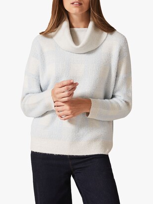 Phase Eight Cara Chunky Check Jumper, Pale Blue