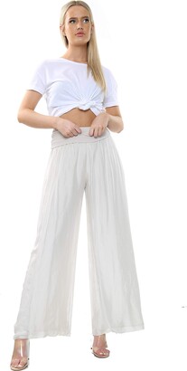 N A COLLECTION Ladies Italian Lagenlook Quirky Layering Plain Silk Flap Waist Puffball Style Harem Trouser Leggings Joggers Pants Loose Baggy One Size Regular UK 8-16 (One Size: Regular