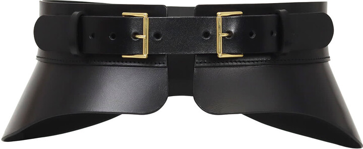 Haute Cuir Black Crescent Peplum Leather Belt