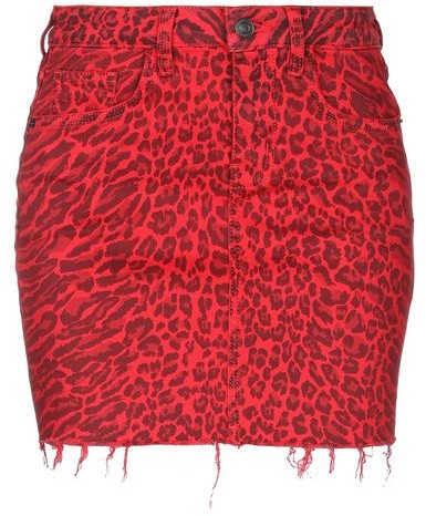 red animal print skirt