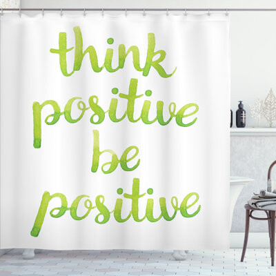 East Urban Home Positive Energy Shower Curtain Words in Green Tone