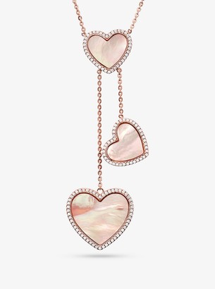 Michael Kors 14K Rose Gold-Plated Sterling Silver Pave Heart Necklace -  ShopStyle Jewelry