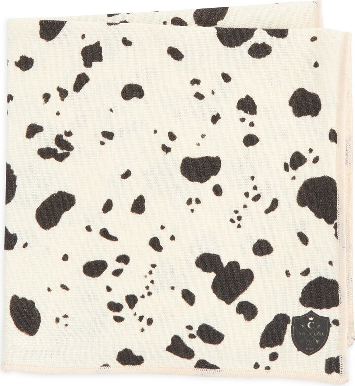 CLIFTON WILSON Cow Print Linen Pocket Square