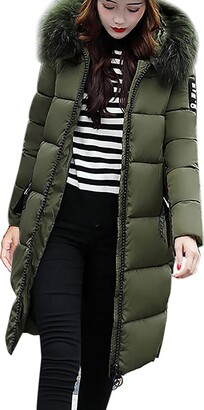 HAOLEI Women Coat Sale Clearance Plus Size Solid Outdoor Long Padded Parka Coat  Jacket with Fur