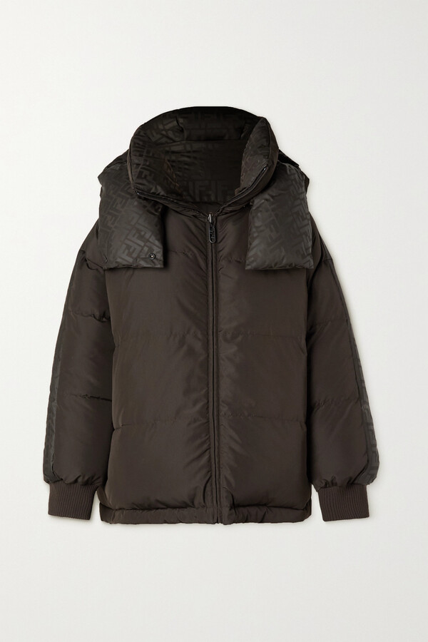 Fendi Reversible Hooded Jacquard Down Ski Jacket - Brown - ShopStyle