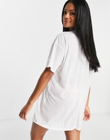 Thumbnail for your product : ASOS DESIGN jersey oversized beach t shirt in mermaid beach club print
