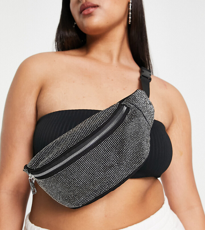 ASOS DESIGN Curve diamante bum bag in black ShopStyle Backpacks