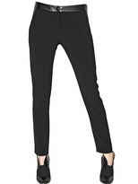 Thumbnail for your product : Emporio Armani Stretch Cotton & Faux Leather Trousers