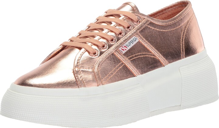 superga platform sneakers rose gold